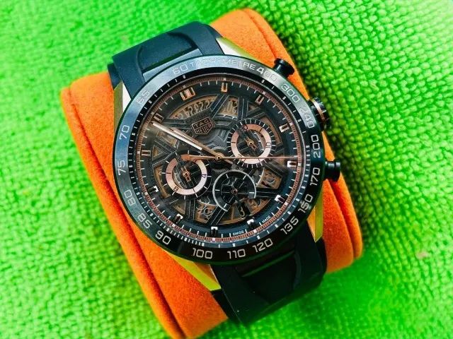 relógio tag heuer cronógrafo 100% funcional 45mm usado sem marcas - Foto 3