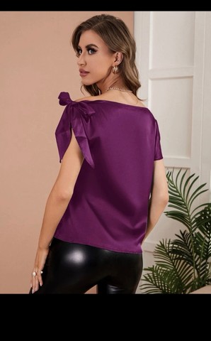 Blusa de cetim roxa Shein - Foto 2