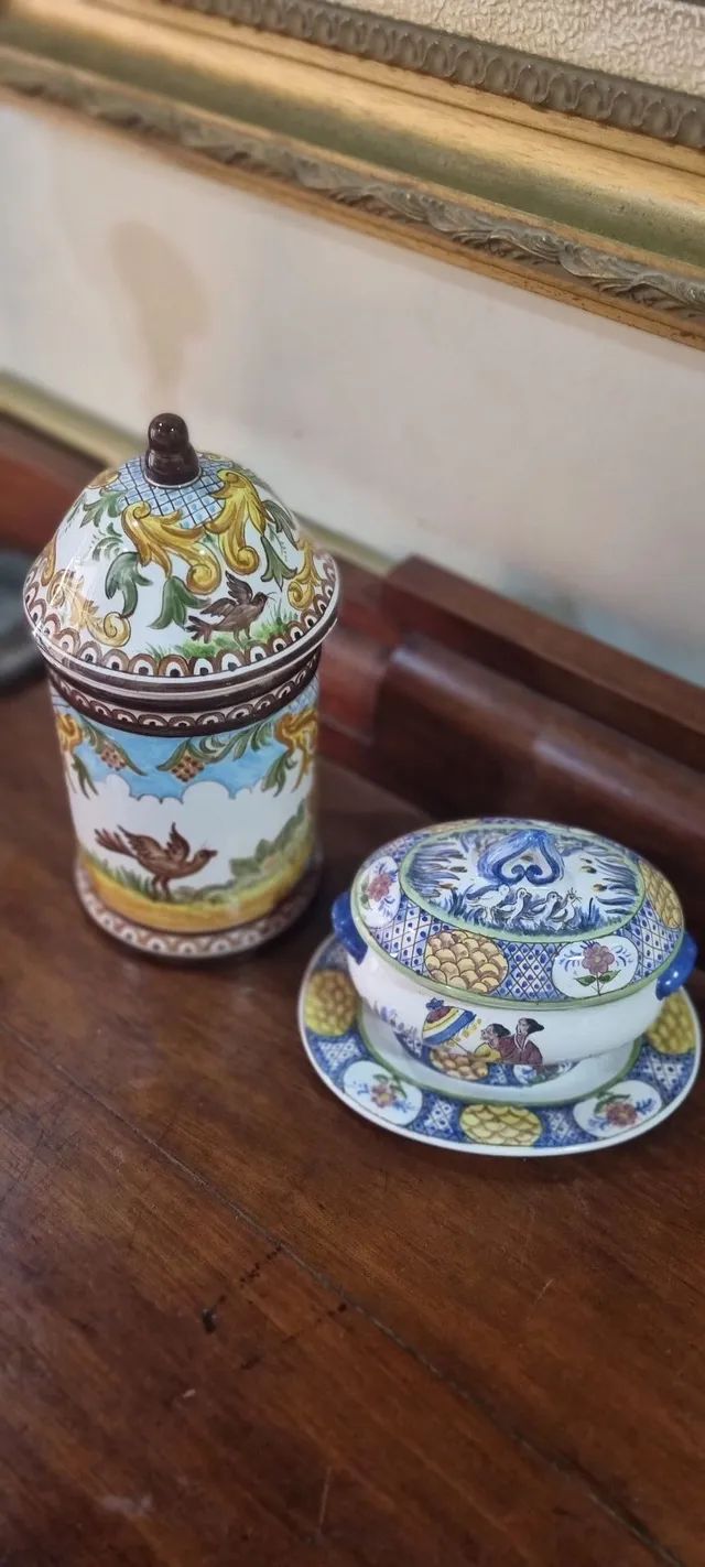 Antiguidades,  conjunto de Faiança antiga assinada - Foto 2