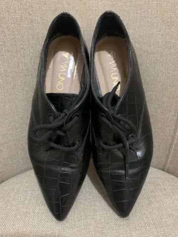 (TAM: 34) Sapato Preto Social Bico Fino Croco  - Foto 5