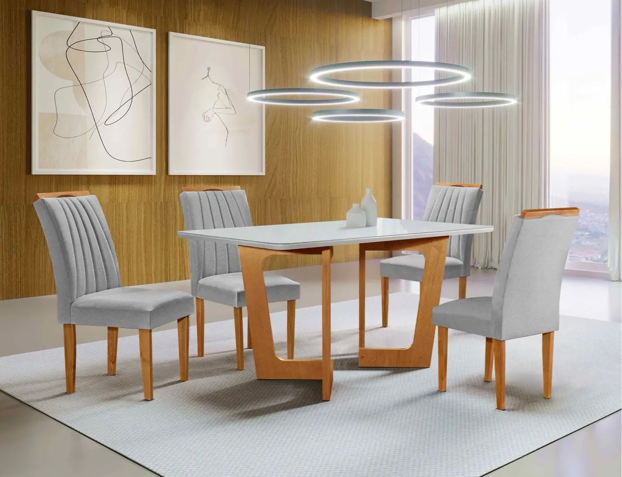 Mesa de Jantar 120x90 com 4 Cadeiras Marselha s5433
