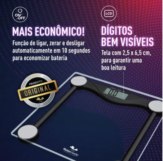 Balança Corporal Digital Relaxmedic Body Fit - Black Friday! Alta Precisão e Estilo