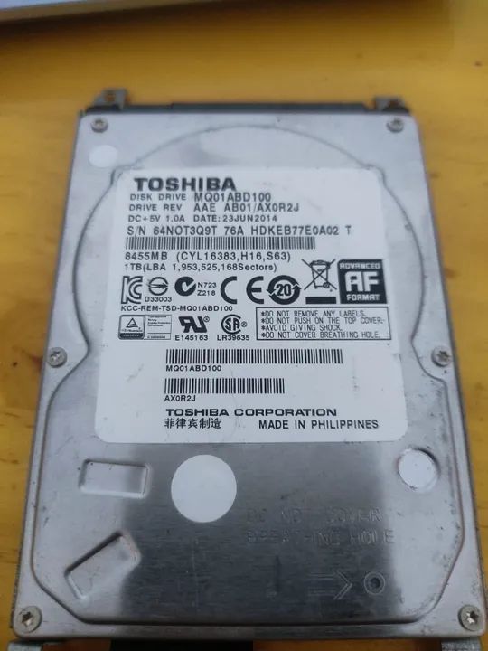HD DE NOTEBOOK 1TB TOSHIBA