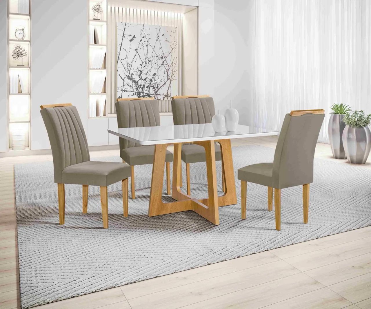 Mesa de Jantar 120x90 com 4 Cadeiras Marselha s5433 - Foto 2
