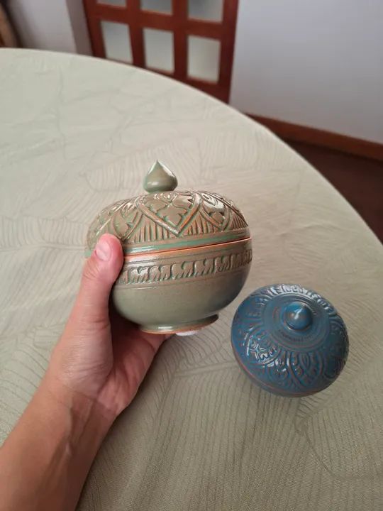 Potes decorativos de cerâmica feitos à mão comprados no Camboja (Ásia) - Foto 6