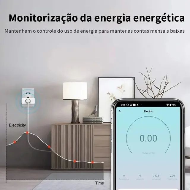 Plugue de Tomada Wifi Tuya, Compatível com Alexa, Controle a distância  - Foto 3