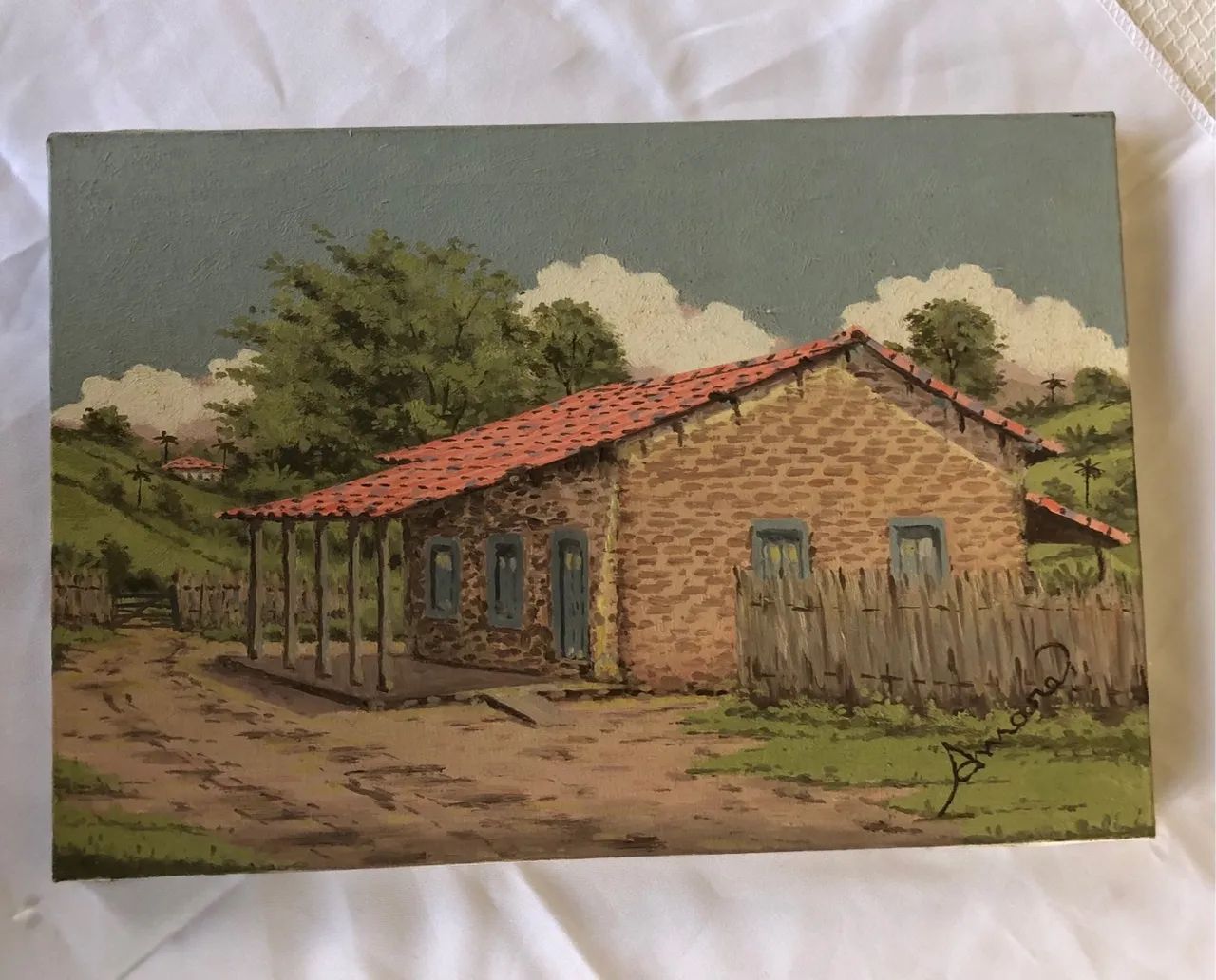 Quadro de pintura a óleo - Casa de campo