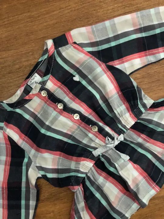 Camisa xadrez carters bebê menina 6 meses - Foto 3