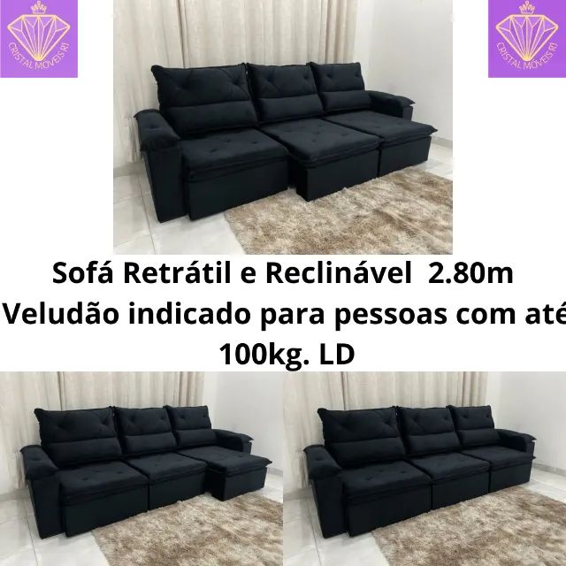 Sofá Retrátil e Reclinável 2.80m Veludão LD