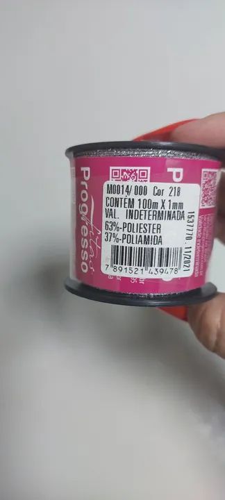 Cordão Aramado Metalizado M0014 1mm 100 Metros - 218 Prata - Foto 2