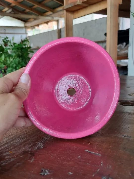 Vaso Cachepot de cerâmica pintado à mão - Foto 3