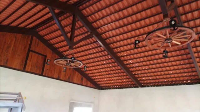 Luminária roda de carroça pendente  - Foto 6