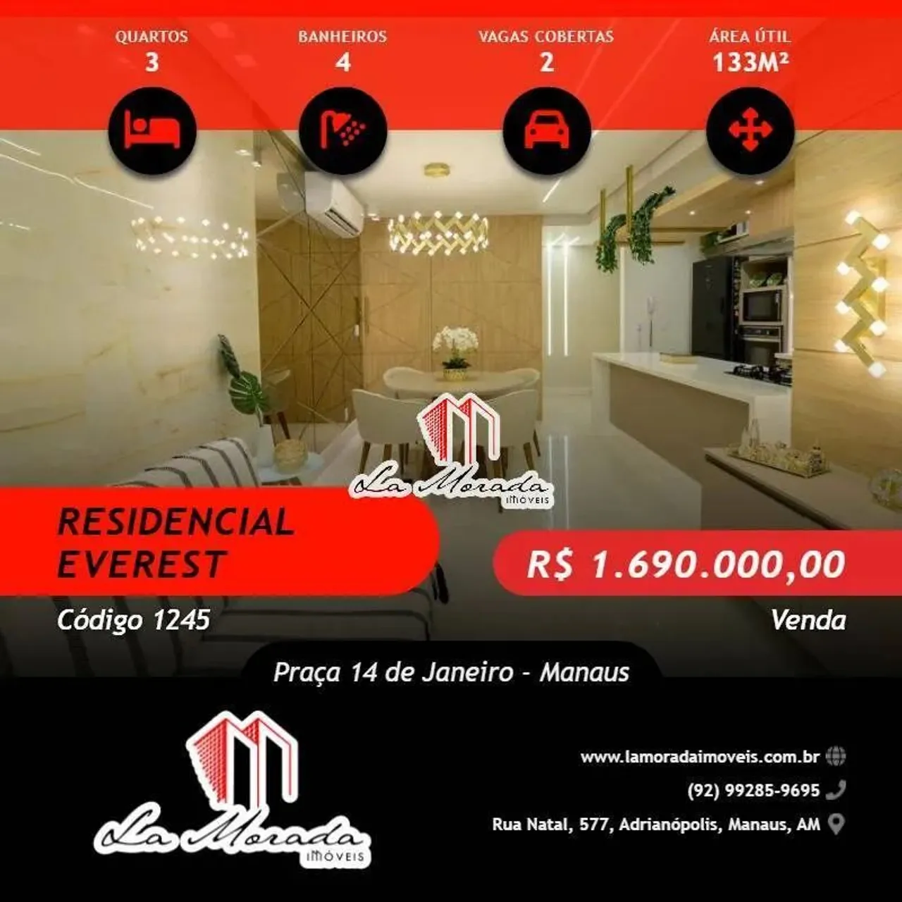 Everest Residencial - Centro, 133m2, 2 vagas, Lindo!