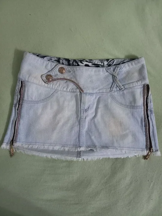 Mini Saia Jeans com Strass Rhero