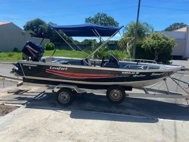Lancha Alumínio Barco pesca Levefort Marajó 16 pés casco 2000 motor 2011 Mercury 90 HP 2 T