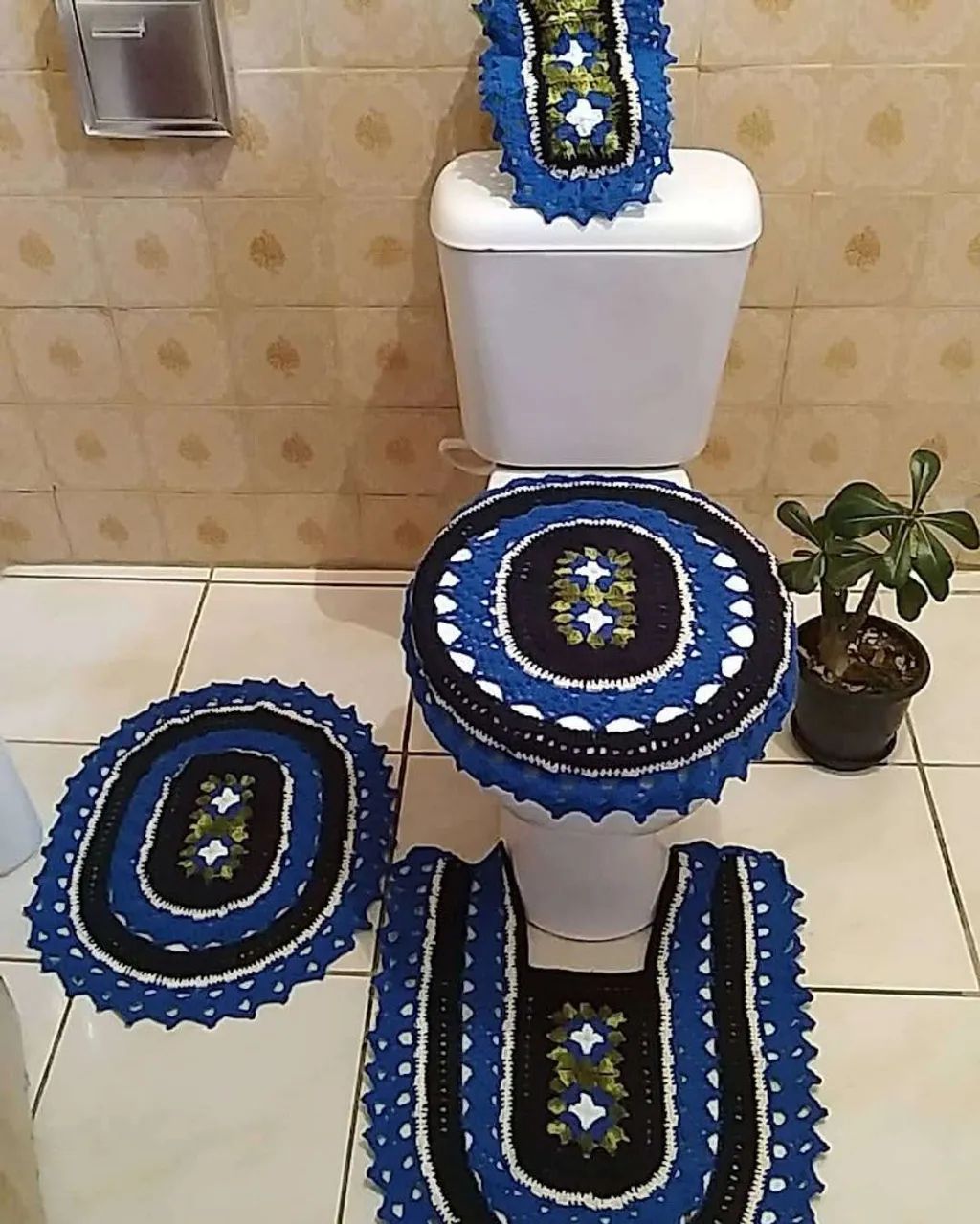 Conjunto de banheiro de crochê 4 peças 