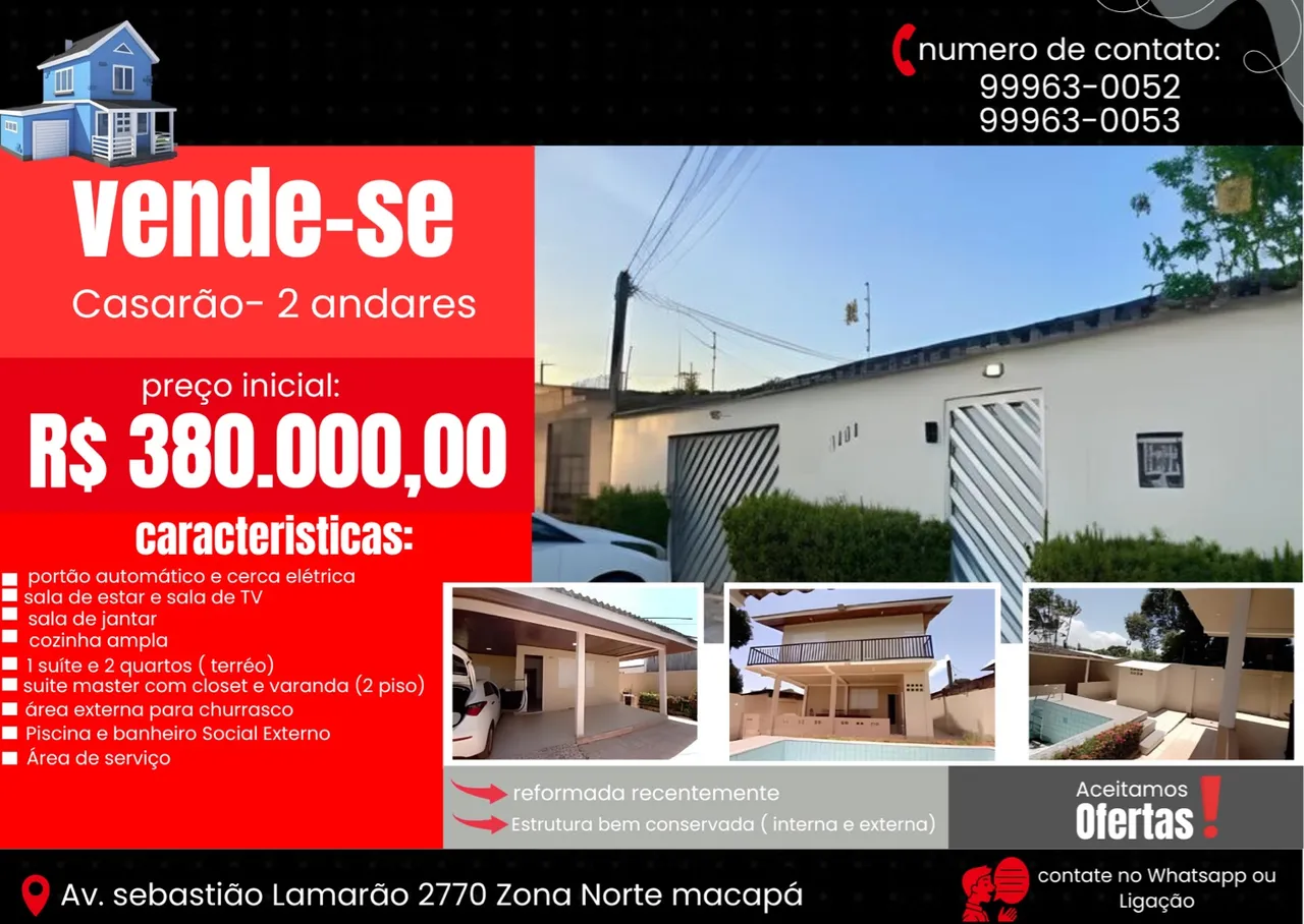 Casarão de 2 andares zona norte