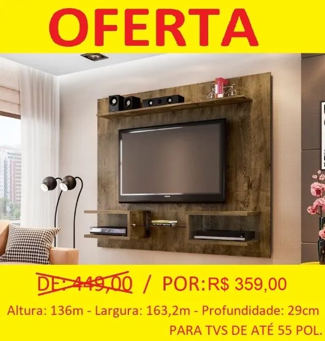 Painel com prateleiras de vidro maravilhoso