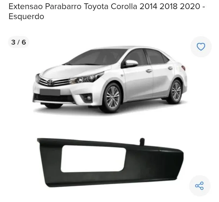 Extensão Para-barro Toyota Corolla 2014-2019- lado motorista