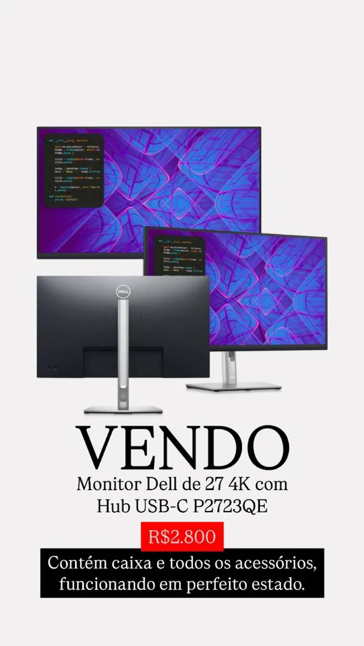 Monitor Dell 27 4K com Hub USB-C P2723QE