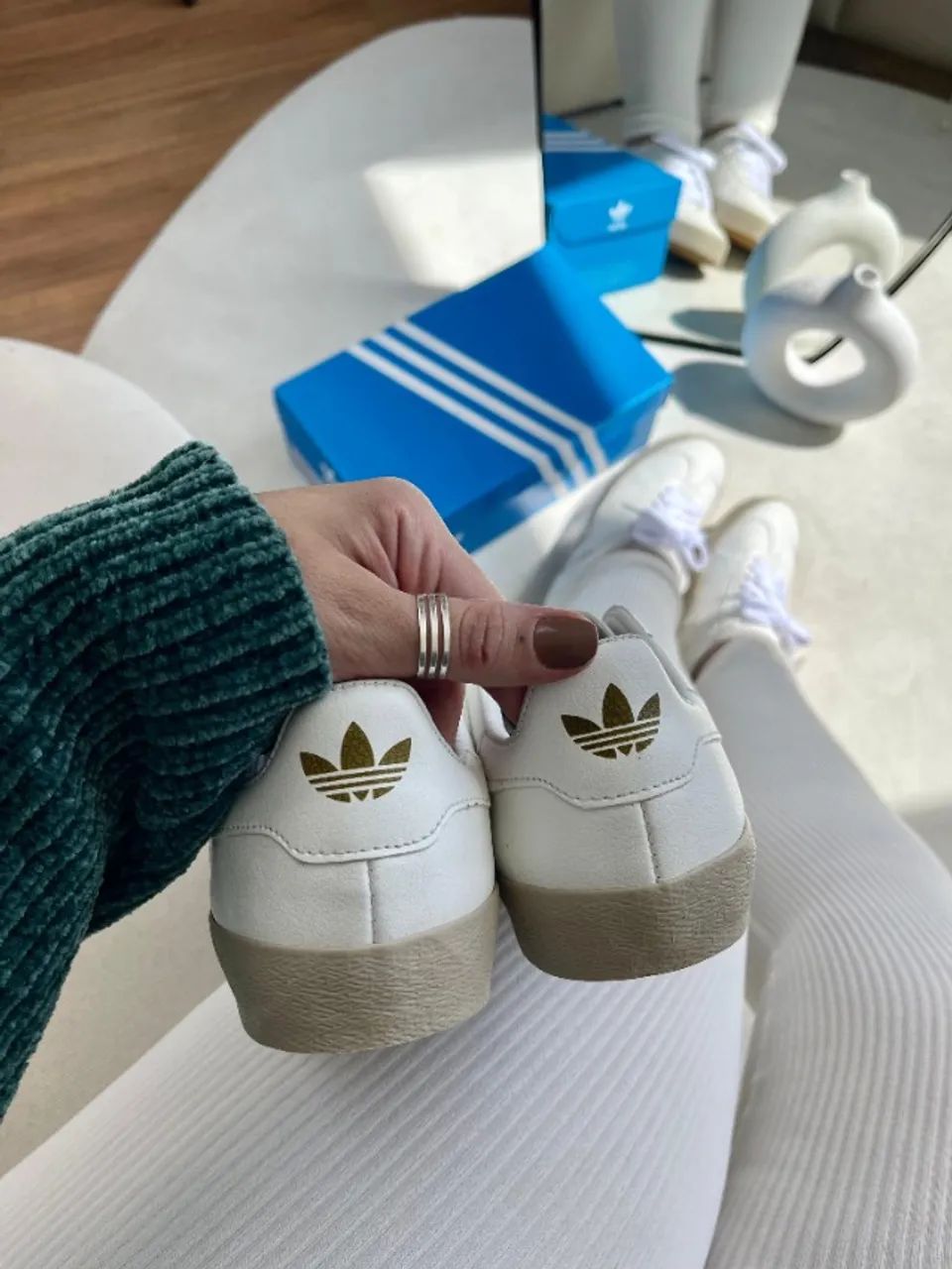 Tênis Adidas Gazelle Branco Feminino Linha Luxo - Foto 4