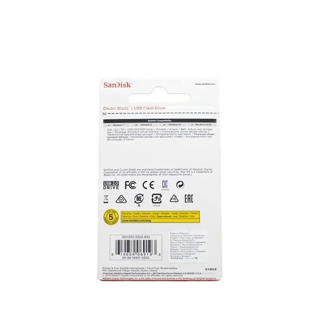 PenDrive Original SanDisk Cruzer Blade 32GB Usb 2.0 SDCZ50-032G-B35 Flash Drive Pc - Foto 2