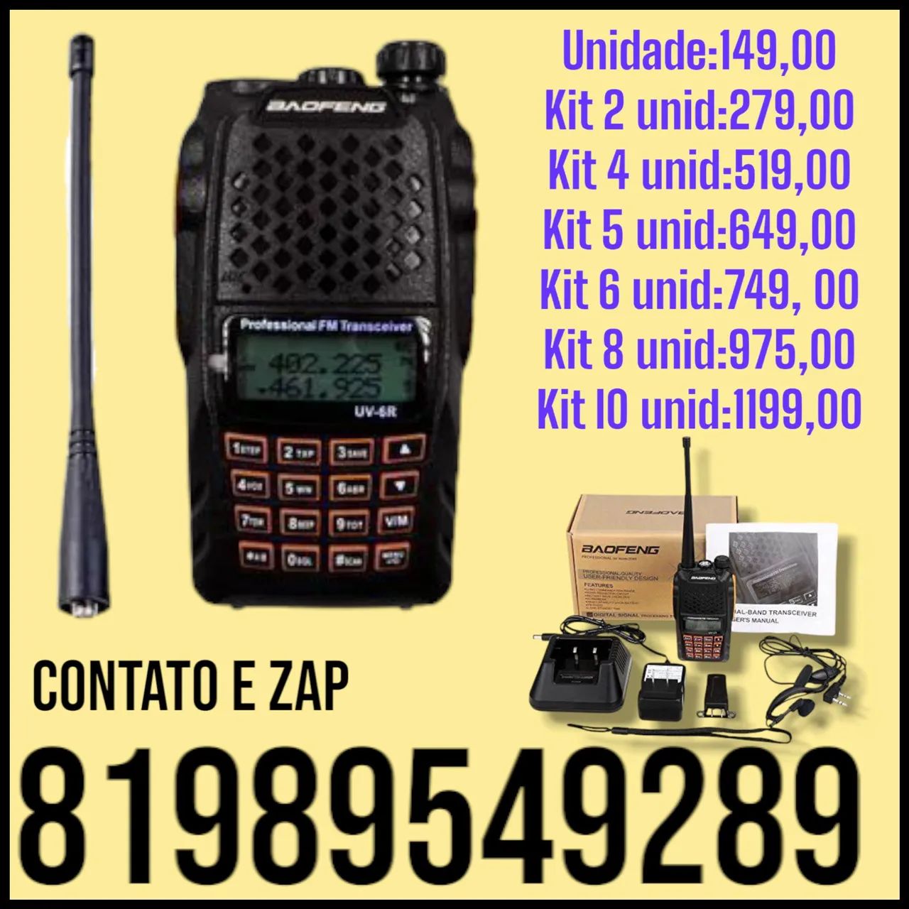 Rádio comunicador baofeng uv-6r 
