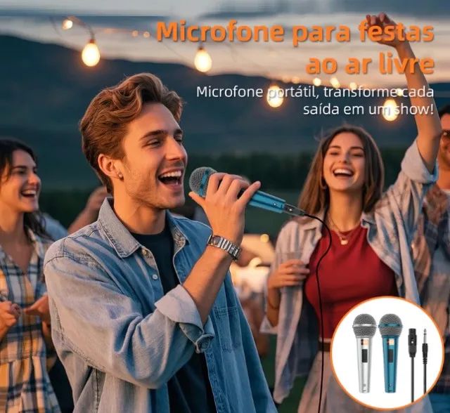 Kit com 2 Microfones Profissionais Dinâmicos Com Fio Inova - Foto 6