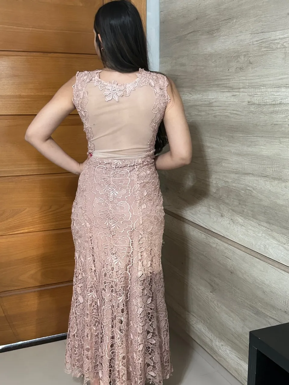 Vestido de Festa Longo em Renda Rosê