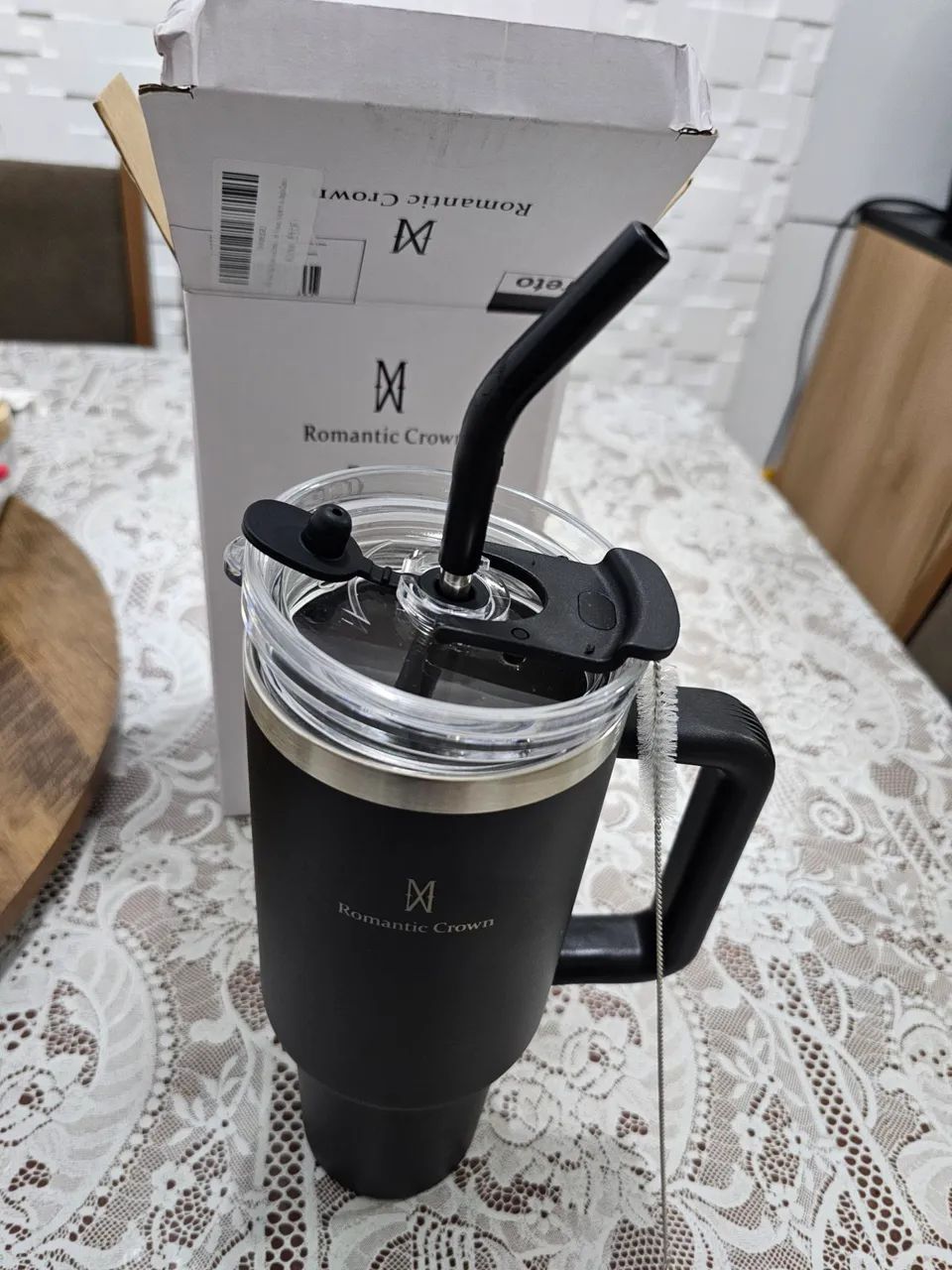 Copo Térmico Romantic Crown 887ml com Tampa e Canudo - Foto 2