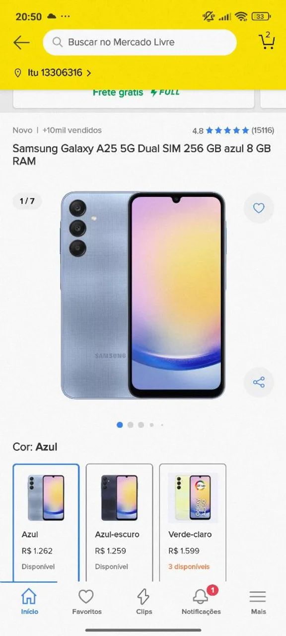 Samsung Galaxy A25 5G Dual SIM 256GB Azul 8GB RAM