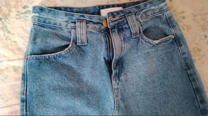 Saia Jeans Midi com Fenda - Foto 2