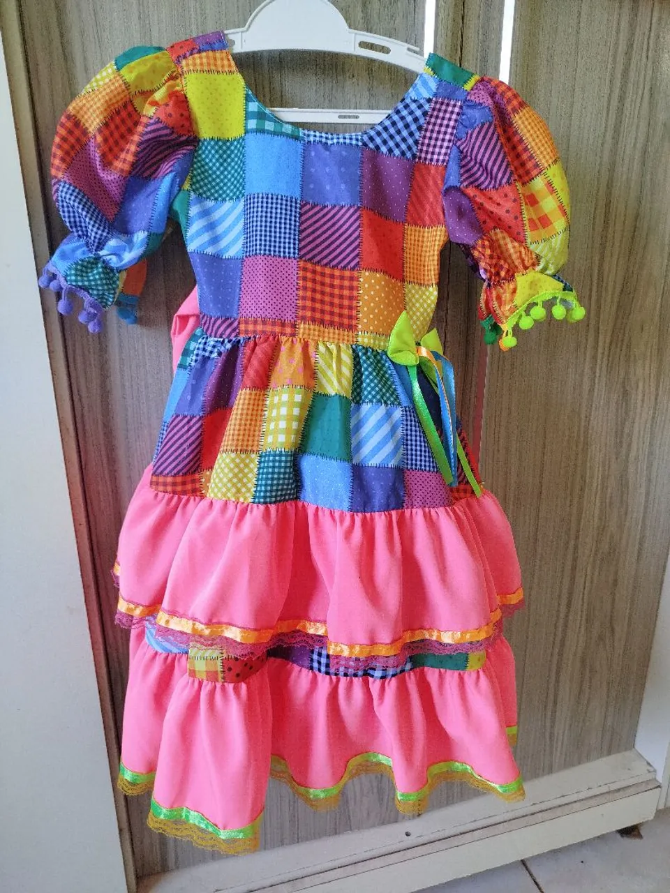 Vestido Festa Junina Infantil Patchwork Colorido