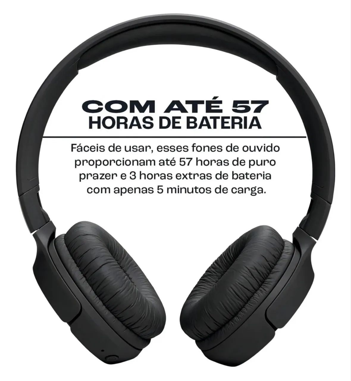 Fone De Ouvido Bluetooth Jbl Dobrável Tune 510bt Cor Preto - Foto 3