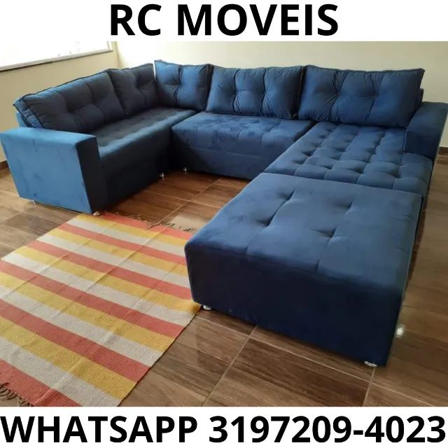 Sofá Toro 3,10m - Modulado com Puff, Chaise e Estrutura Reforçada