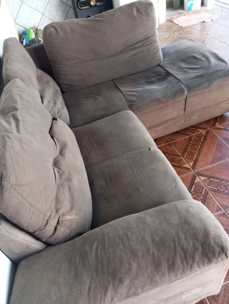 Sofá de Canto em Suede Marrom - Foto 3