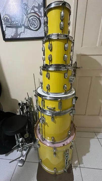 Bateria XPro + Pearl + Sabian Amarela revisada e higienizada - Foto 4