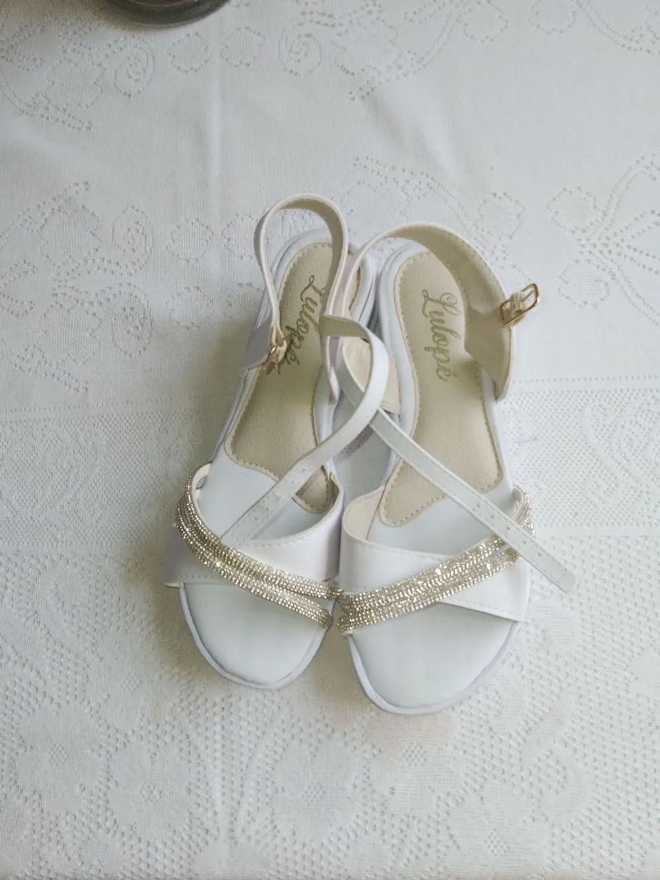 Sandálias Anabela Feminino Lulope Meninas Infantl Branco