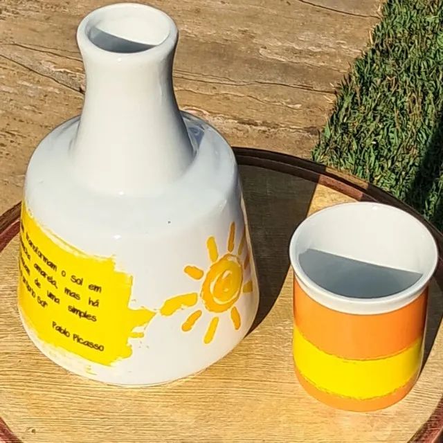 Moringa Porcelana com Copo - Tema Sol e Inspiração Artística Pablo Picasso - Foto 5