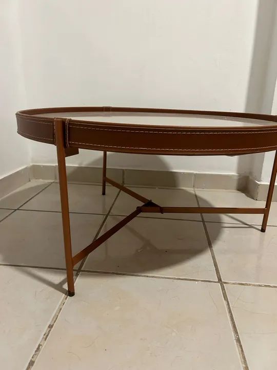 Mesa de Centro em Couro Marrom - Foto 5