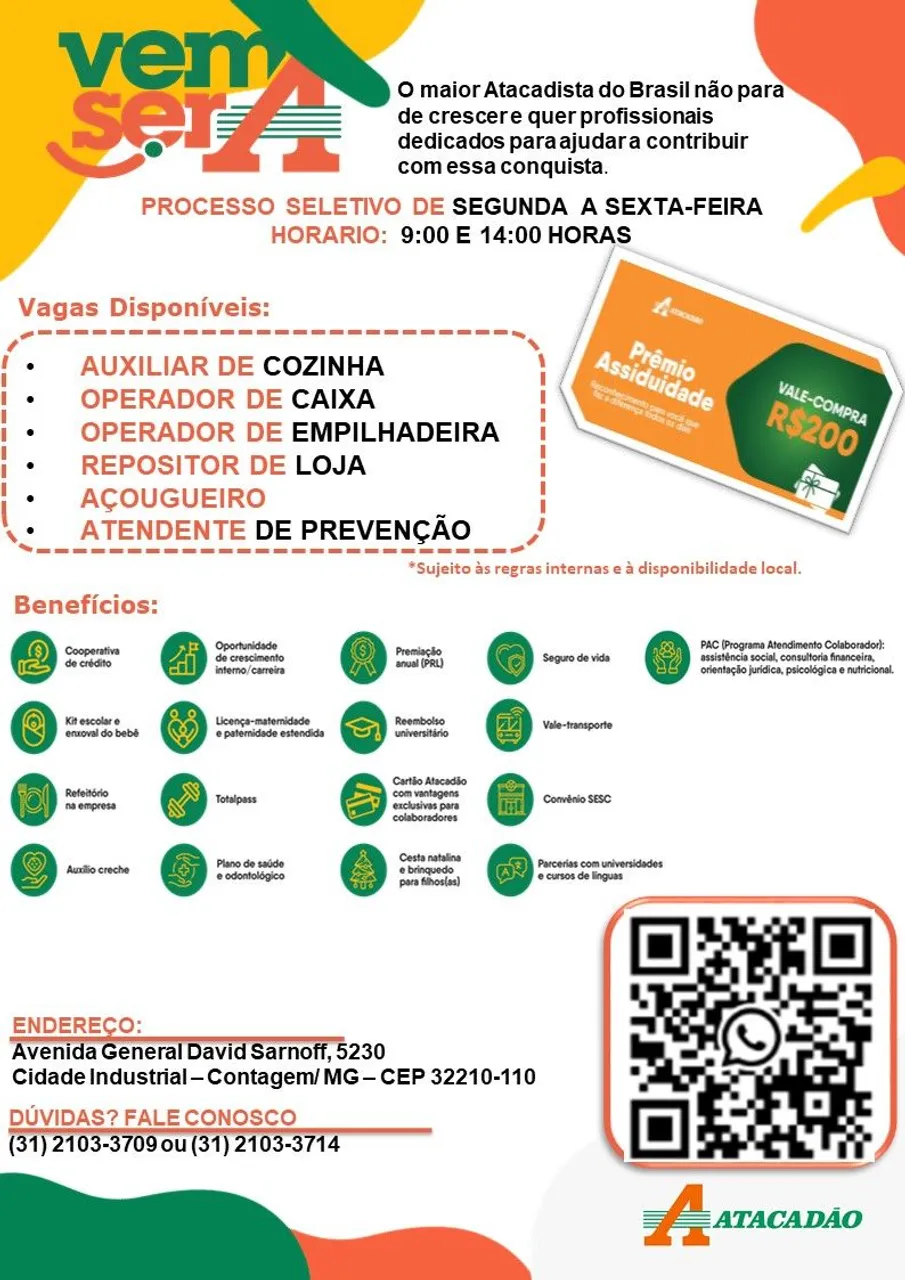 Vagas de emprego contratação imediata BH MG contagem