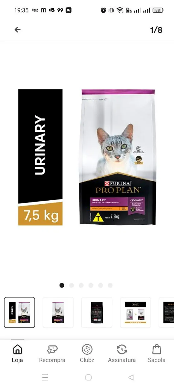 Ração Purina Pro Plan Urinary para Gatos Adultos 7,5kg