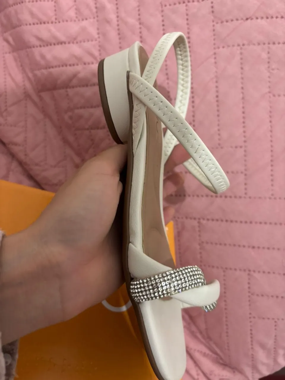 Sandália Feminina Branca com Strass