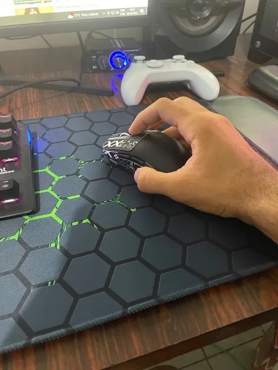 Mousepad Gamer L- Hexágono Verde 60x30 cm - Foto 4