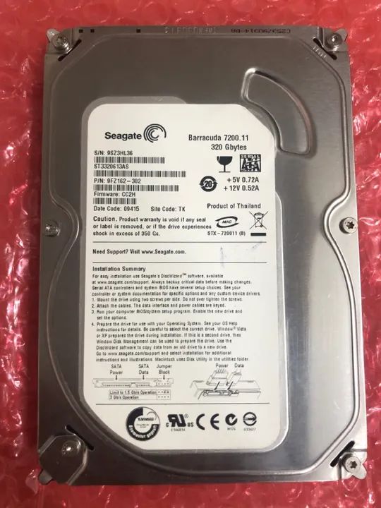 Hd Sata 320gb Testado 100% Funcionando