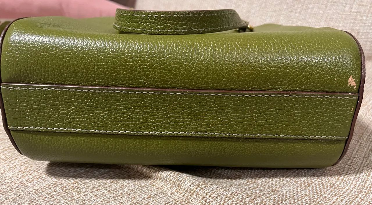 Bolsa Luz da Lua em Couro Legítimo Verde Militar Média - Foto 5