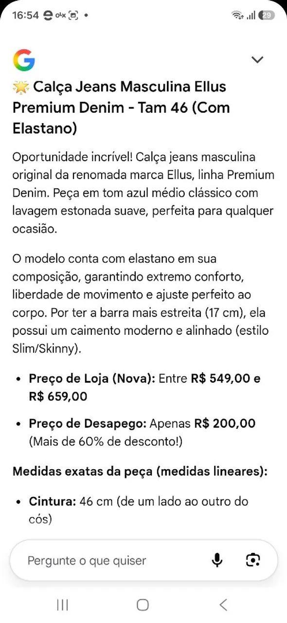Calça jeans Ellus premium denim n46 com elastano  - Foto 5
