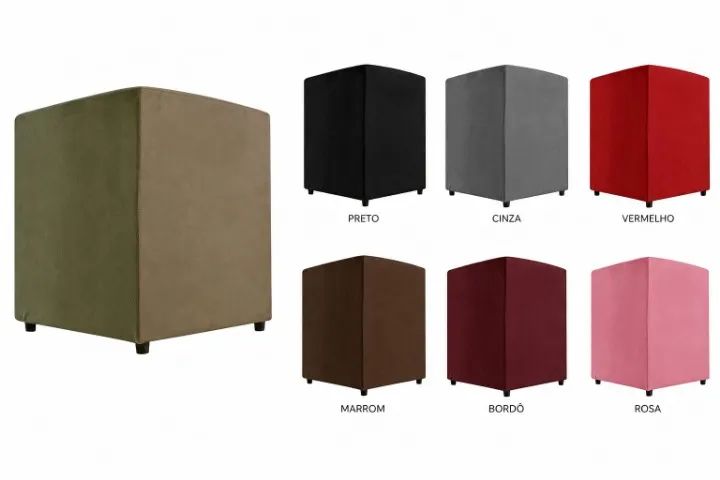 Puff Quadrado Suede Bege - Foto 3
