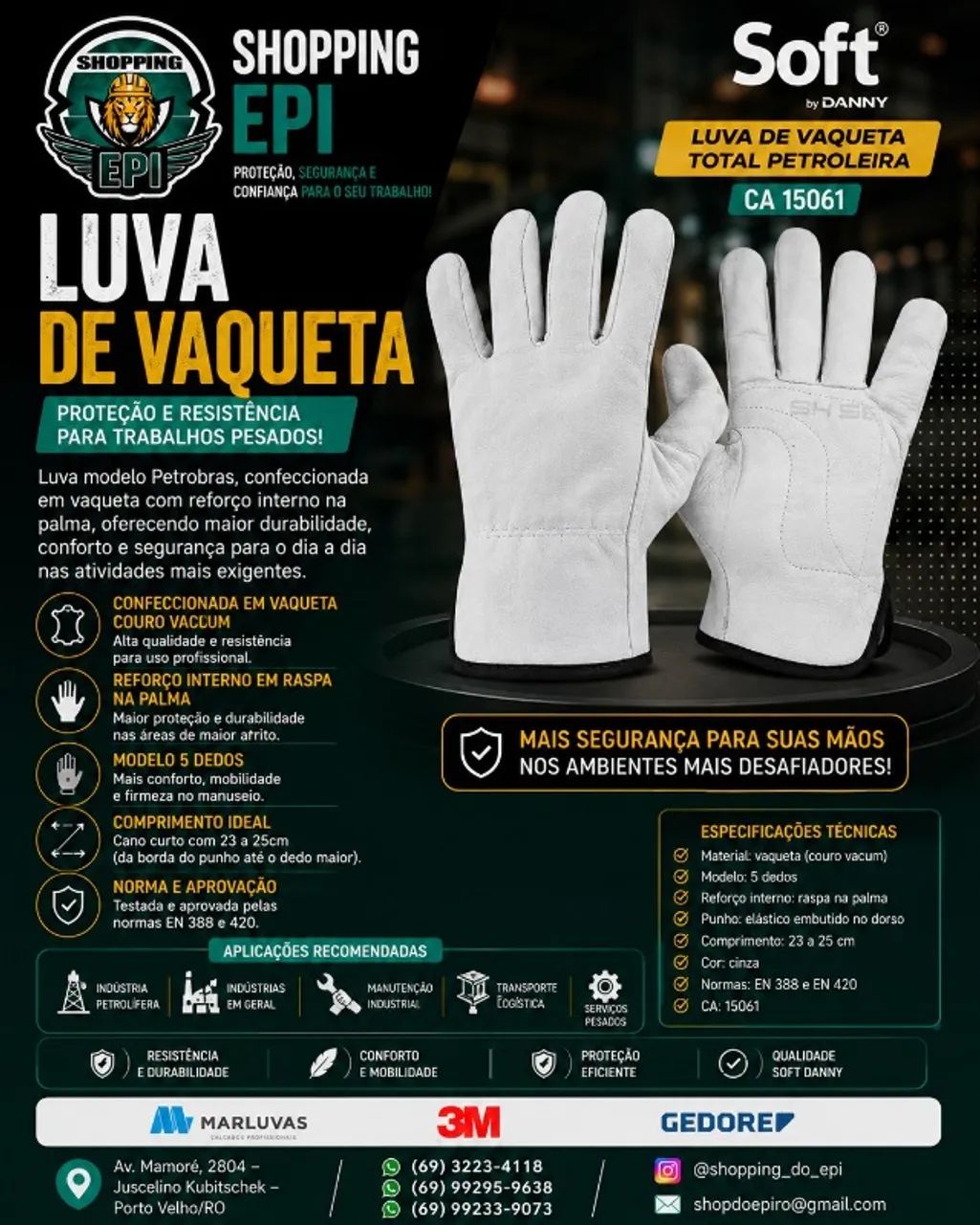 Luva de Vaqueta Total Petroleira Soft
