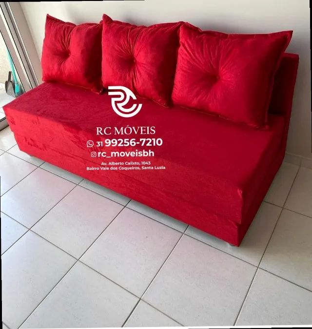 Sofá Cama Bicama 1,70m Suede D33 Compacto e Funcional - Foto 2